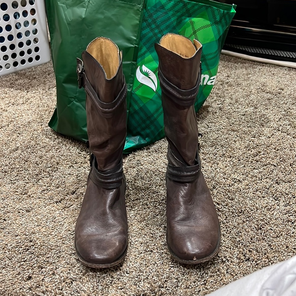 Grayish brown Frye boots